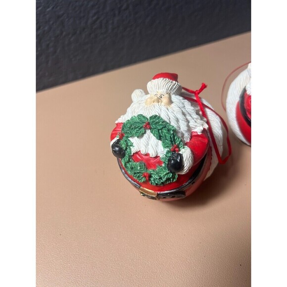Lot of 2 Vintage Christmas Hermitage Polystone Round Santa Claus Holiday Decor - Picture 2 of 6